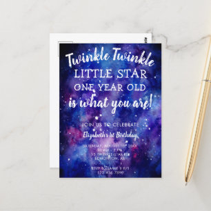 Twinkle Twinkle Little Star 1st Birthday Galaxy Postcard