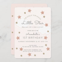 Twinkle Twinkle Little Star 1st Birthday Invitation