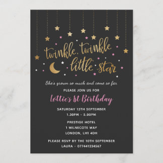Twinkle Twinkle Little Star 1st Birthday Invite