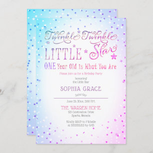 Twinkle Twinkle Little Star 1st Birthday Party Invitation