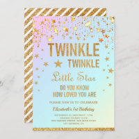 Twinkle Twinkle Little Star 1st Birthday Party Invitation