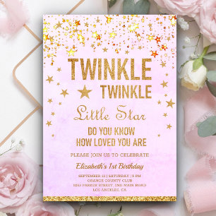Twinkle Twinkle Little Star 1st Birthday Party Invitation