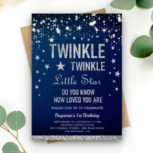 Twinkle Twinkle Little Star 1st Birthday Party Invitation