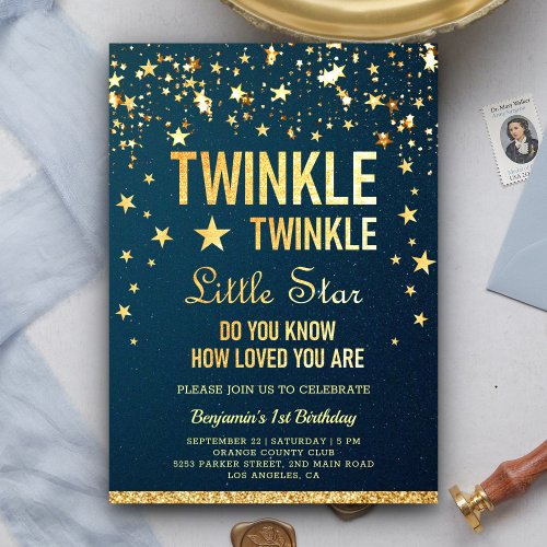 Twinkle Twinkle Little Star 1st Birthday Party Invitation