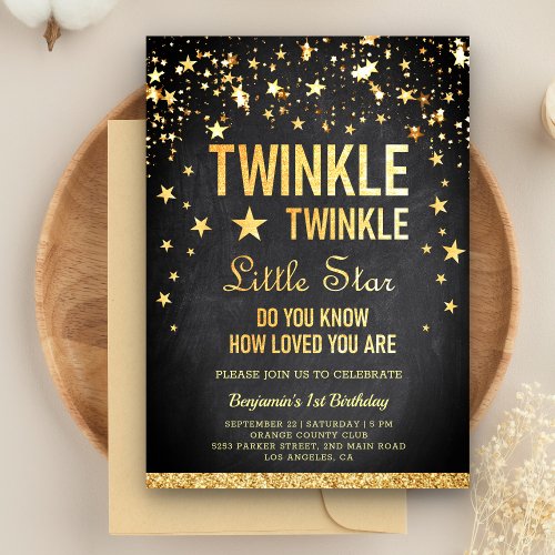 Twinkle Twinkle Little Star 1st Birthday Party Invitation