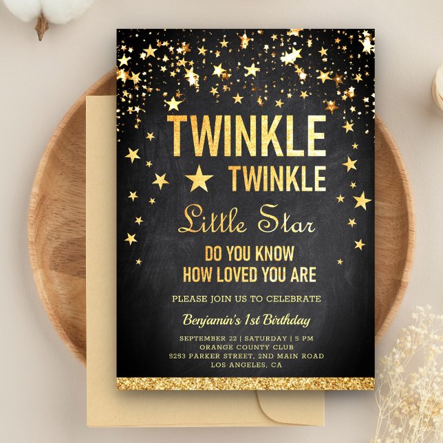 Twinkle Twinkle Little Star 1st Birthday Party Invitation (Creator Uploaded)