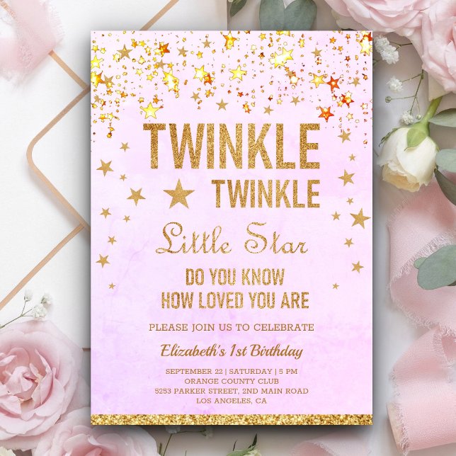Twinkle Twinkle Little Star 1st Birthday Party Invitation (Creator Uploaded)