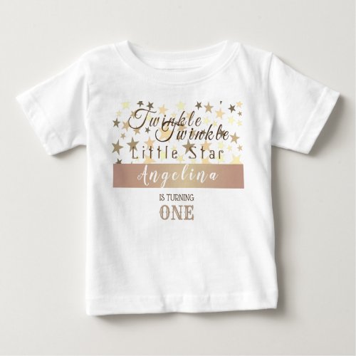 Twinkle Twinkle Little Star 1st Birthday Pink Gold Baby T_Shirt