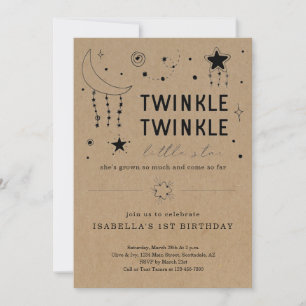 Twinkle Twinkle Little Star 1st Boy Girl Birthday Invitation
