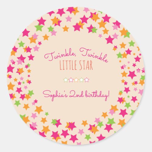 Twinkle Twinkle Little Star 2nd Birthday Classic Round Sticker