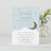 Twinkle Twinkle Little Star Baby Blue Baby Shower Invitation (Standing Front)