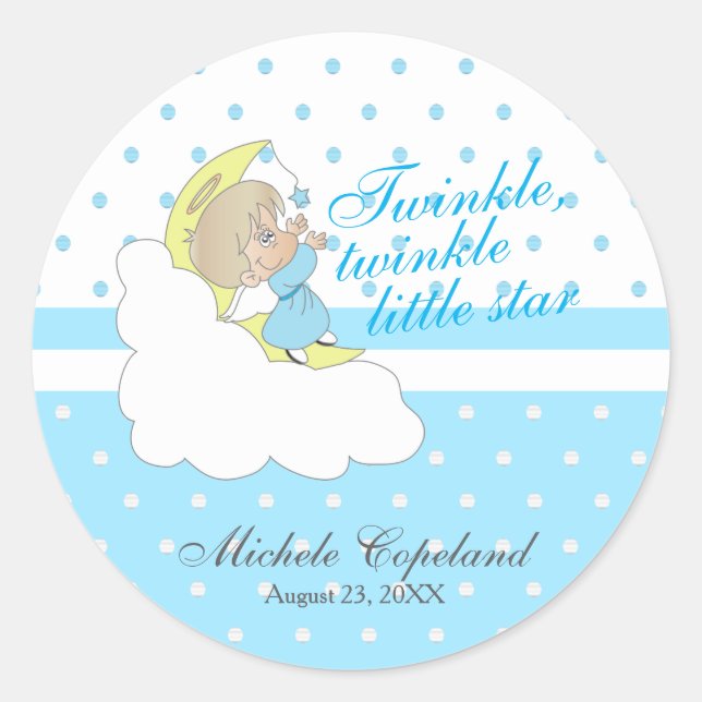 Twinkle, Twinkle Little Star -  Baby Boy Classic Round Sticker (Front)
