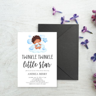 Twinkle Twinkle Little Star Baby Boy Invitation