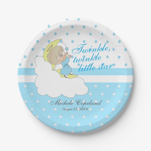 Twinkle, Twinkle Little Star -  Baby Boy Paper Plates (Front)