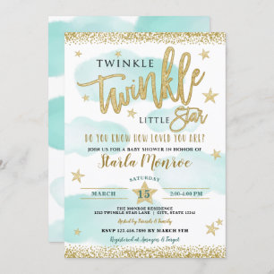 Twinkle Twinkle Little Star Baby Boy Shower Invitation