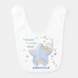 Twinkle Twinkle Little Star Baby Boy Teddy Bear Ba Baby Bib