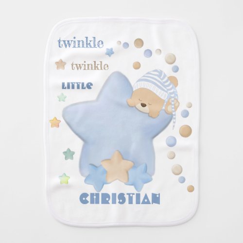 Twinkle Twinkle Little Star Baby Boy Teddy Bear Ba Baby Burp Cloth