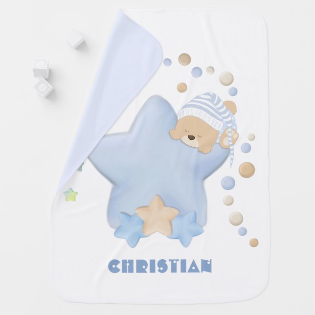 Twinkle Twinkle Little Star Baby Boy Teddy Bear Ba Blanket (In Situ)