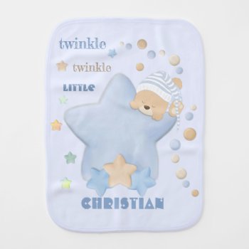 Twinkle Twinkle Little Star Baby Boy Teddy Bear Baby Burp Cloth by LifeInColorStudio at Zazzle