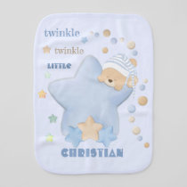 Twinkle Twinkle Little Star Baby Boy Teddy Bear Burp Cloth