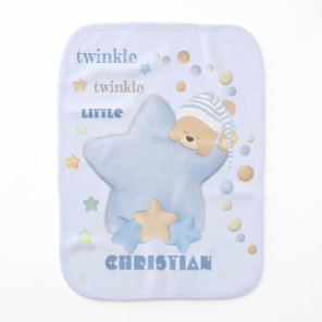 Twinkle Twinkle Little Star Baby Boy Teddy Bear Burp Cloth