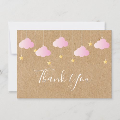 Twinkle Twinkle Little Star Baby Girl Pink Thank You Card