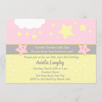 Twinkle Twinkle Little Star Baby Girl Shower Invitation by CallaChic at Zazzle