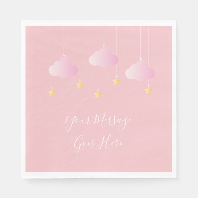 Twinkle twinkle little star baby girl shower pink napkins (Front)