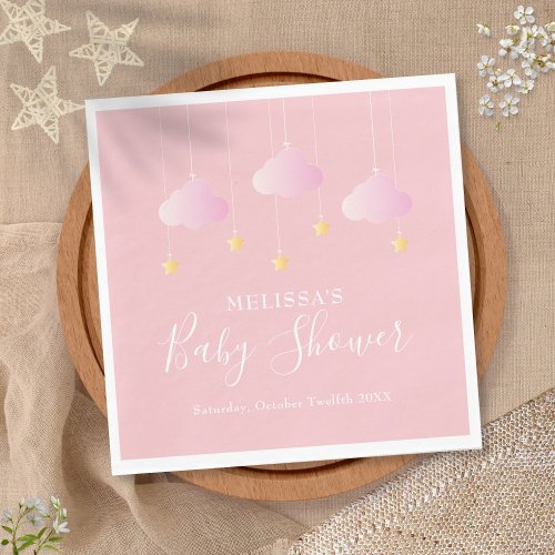 Twinkle twinkle little star baby girl shower pink napkins