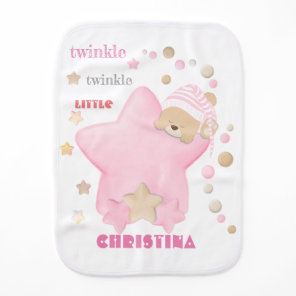 Twinkle Twinkle Little Star Baby Girl Teddy Bear B Burp Cloth