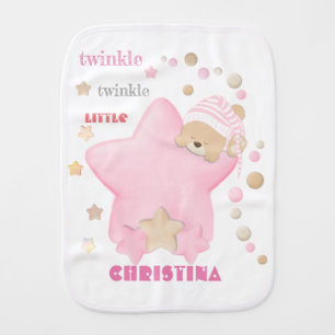 Twinkle Twinkle Little Star Baby Girl Teddy Bear B Burp Cloth