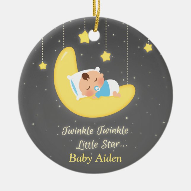 Twinkle Twinkle Little Star Baby Nursery Decor Ceramic Ornament (Front)