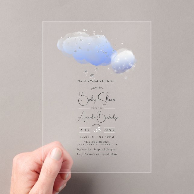 Twinkle Twinkle Little Star Baby Shower Acrylic Invitations (Insitu (Handheld))