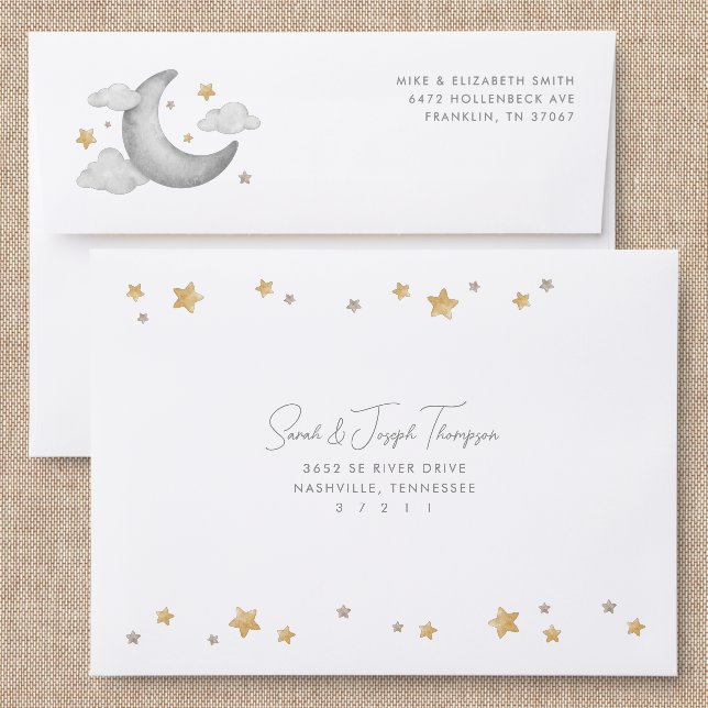Twinkle, Twinkle, Little Star Baby Shower Addressed Envelopes (Linen)