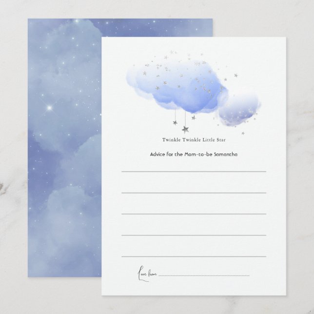 Twinkle Twinkle Little Star Baby Shower Advice Card (Front/Back)