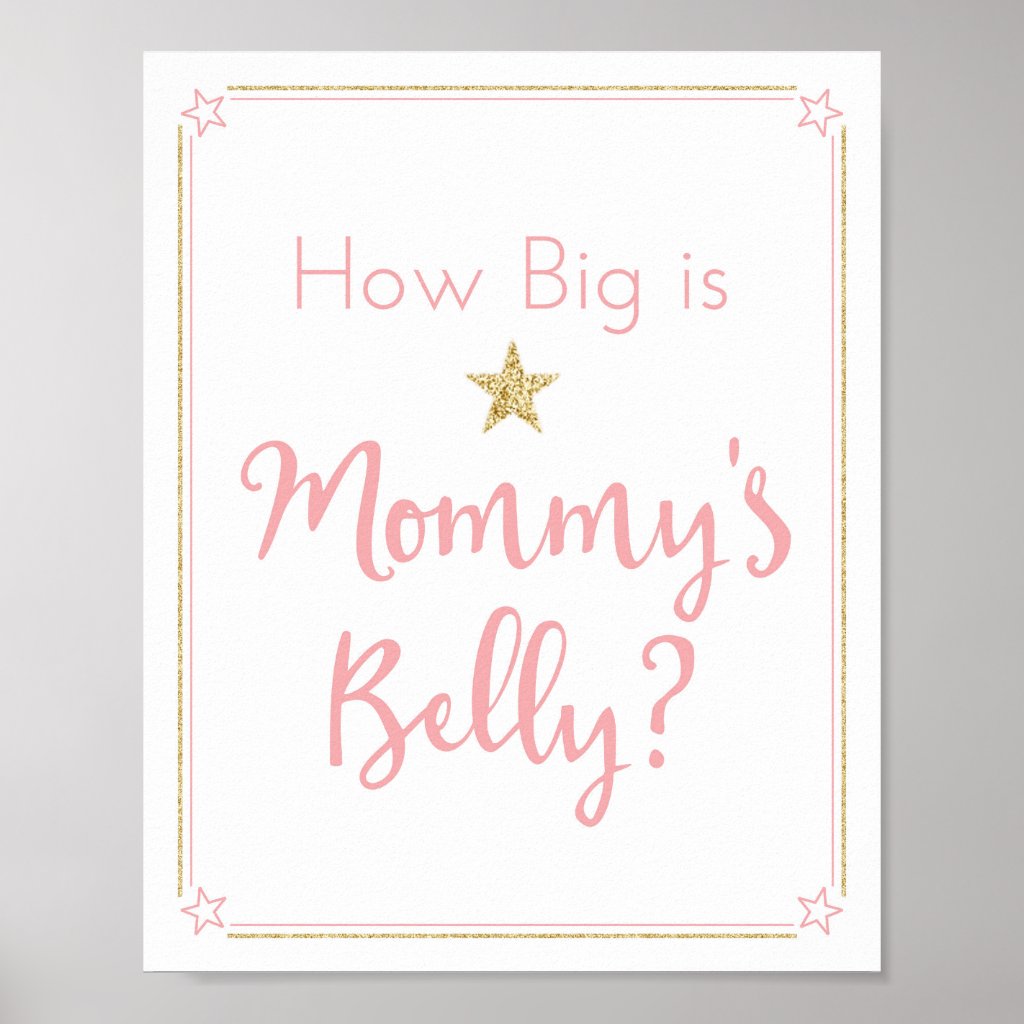 Twinkle Twinkle Little Star Baby Shower Belly Game Poster
