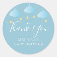 Twinkle twinkle little star baby shower blue classic round sticker