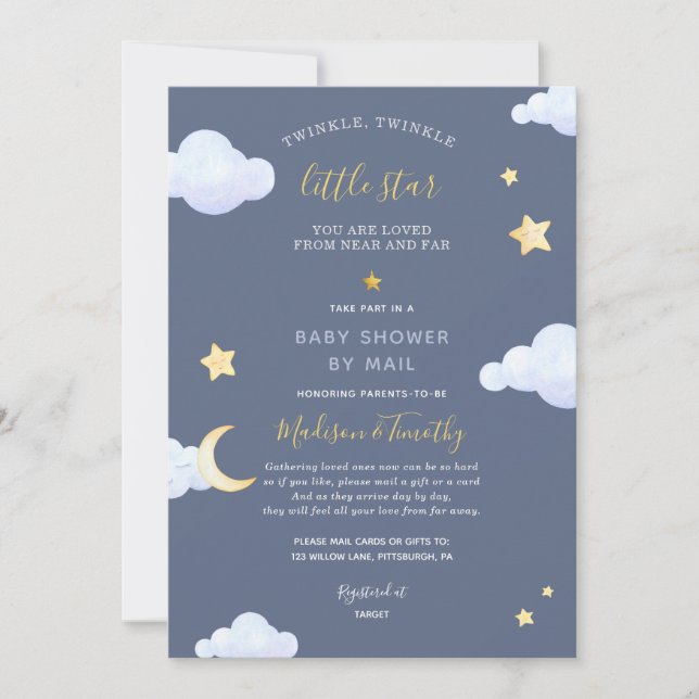 Twinkle Twinkle Little Star Baby Shower by Mail Invitation (Front)