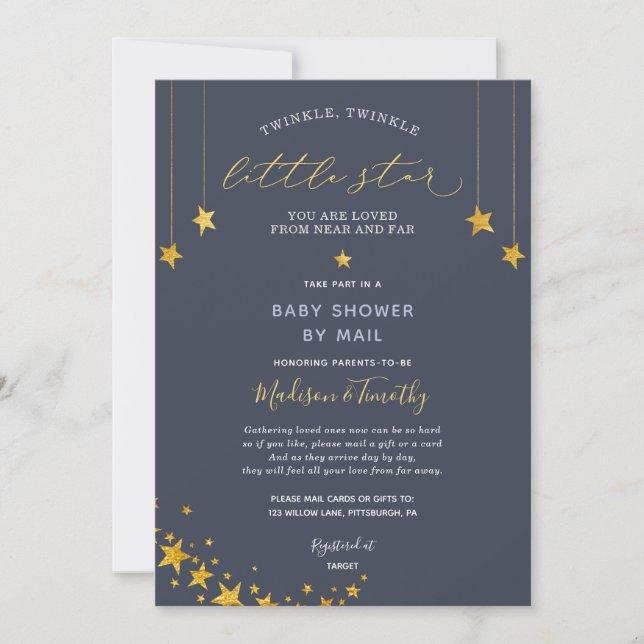 Twinkle Twinkle Little Star Baby Shower by Mail Invitation (Front)