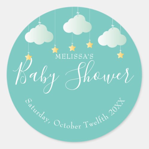 Twinkle twinkle little star baby shower classic round sticker