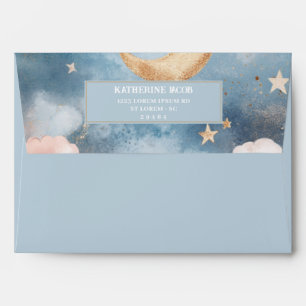 Twinkle twinkle little star baby shower dusty blue envelope