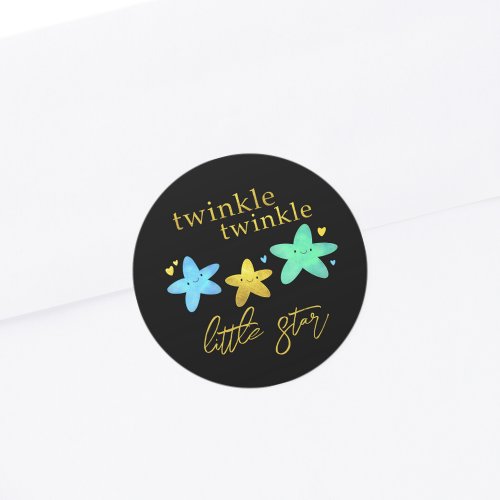 Twinkle Twinkle Little Star Baby Shower Envelope Classic Round Sticker