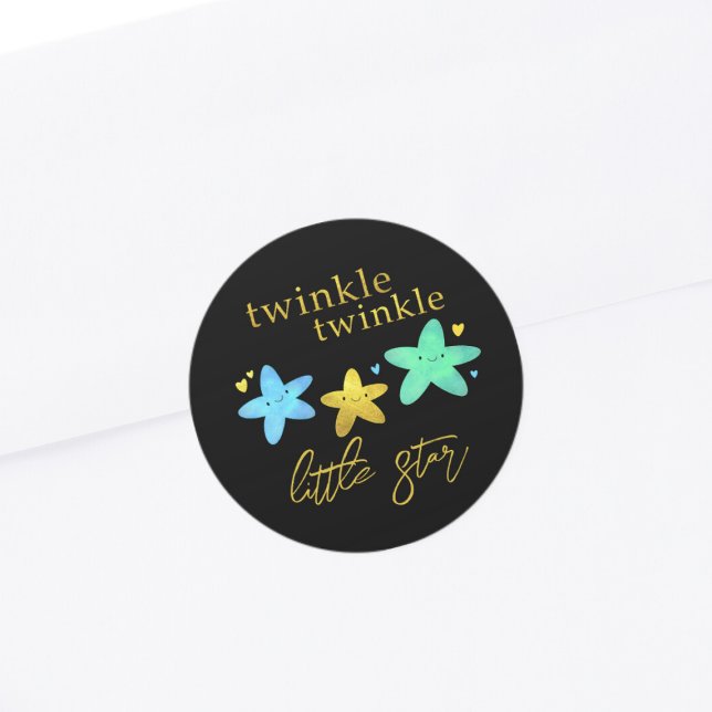 Twinkle Twinkle Little Star Baby Shower Envelope Classic Round Sticker (Creator Uploaded)