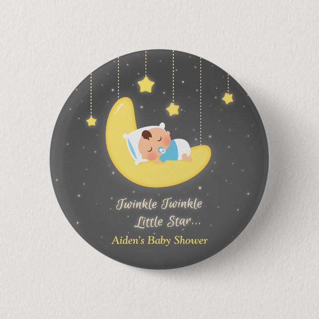 Twinkle Twinkle Little Star Baby Shower Favors Pinback Button (Front)