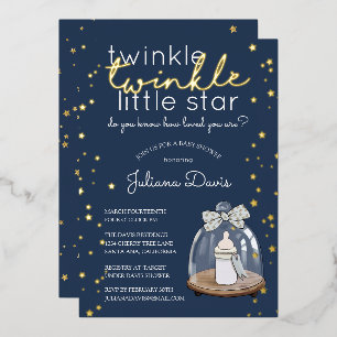 Twinkle Twinkle Little Star Baby Shower Foil Invitation