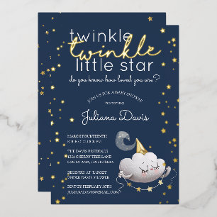 Twinkle Twinkle Little Star Baby Shower Foil Invitation