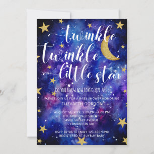 Twinkle Twinkle Little Star Baby Shower Galaxy  In Invitation