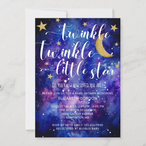 Twinkle Twinkle Little Star Baby Shower Galaxy  Invitation
