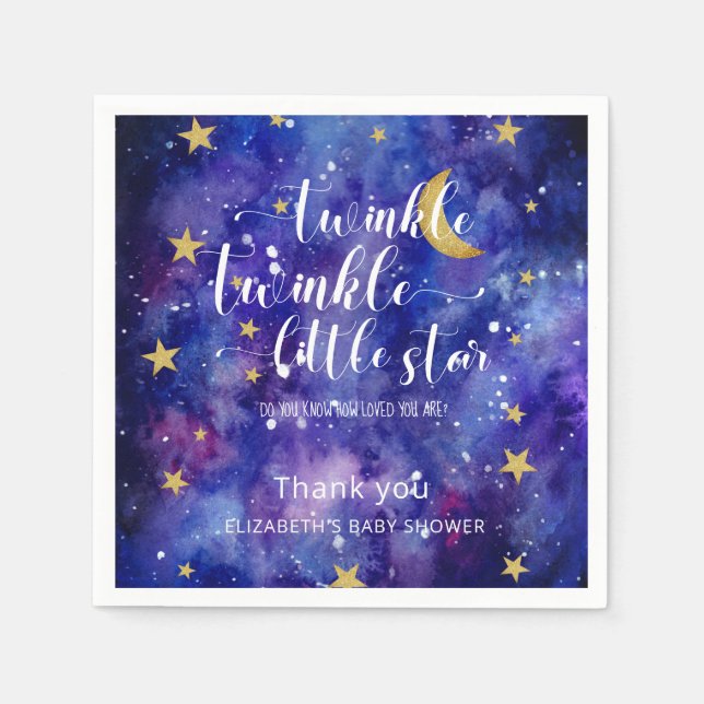 Twinkle Twinkle Little Star Baby Shower Galaxy  Napkins (Front)