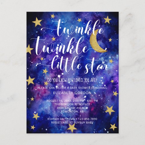 Twinkle Twinkle Little Star Baby Shower Galaxy Postcard